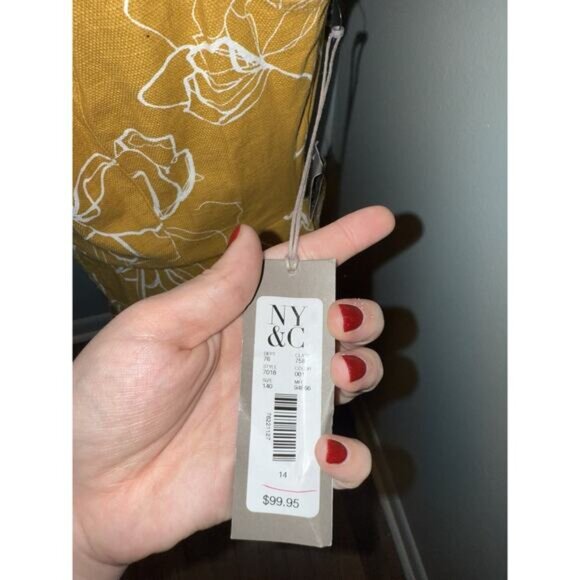 NEW Eva Mendes New York And Company Yellow Floral Gauzy Maxi Dress Open Back 14 - Picture 5 of 8